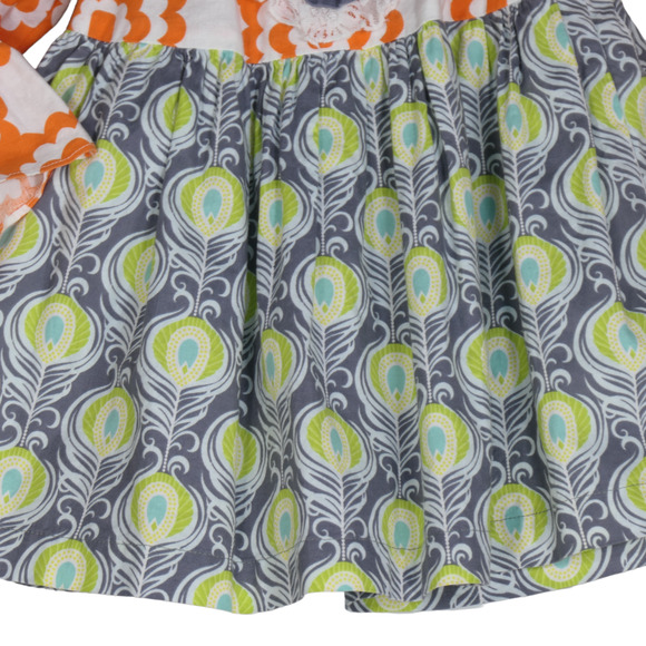 Baxter Beatrice Girls Dress Size 4T Fine Childrens Clothing Orange Gray Flower - Picture 8 of 13